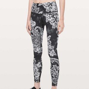 lululemon athletica Black and White Floral Print High-Rise Leggings